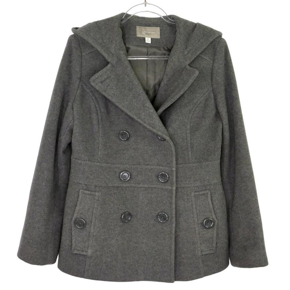 Croft & Barrow Charcoal Gray Double-Breasted Wool Pea Coat Medium Women's Coat